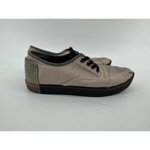 Toms Indio Men's Shoes Size 8 Tan Canvas Lace Up Sneakers